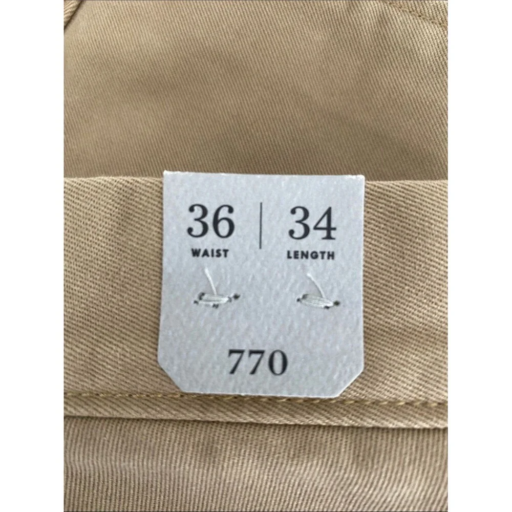 J. Crew Men's Broken In 770 Khaki Tan Pants Sz 36” W Lighthouse Embroidered